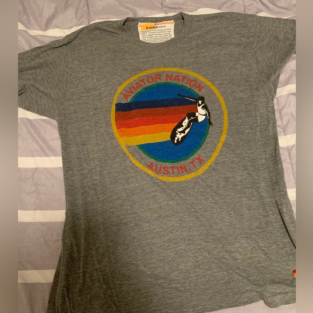 AVIATOR NATION LOGO HEATHER GRAY UNISEX TEE XL